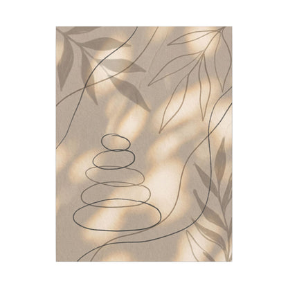 River Stones Minimal Line Canvas Art | Earthy Japandi Art
