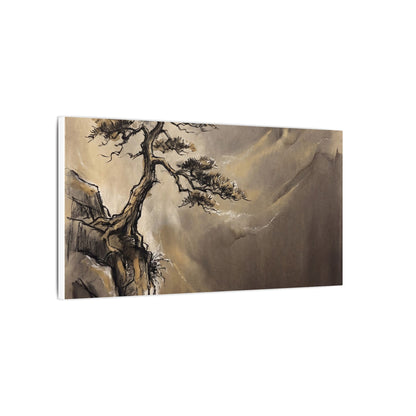 Pine Tree Charcoal Ink Canvas Art | Luxurious Dark Japandi Art
