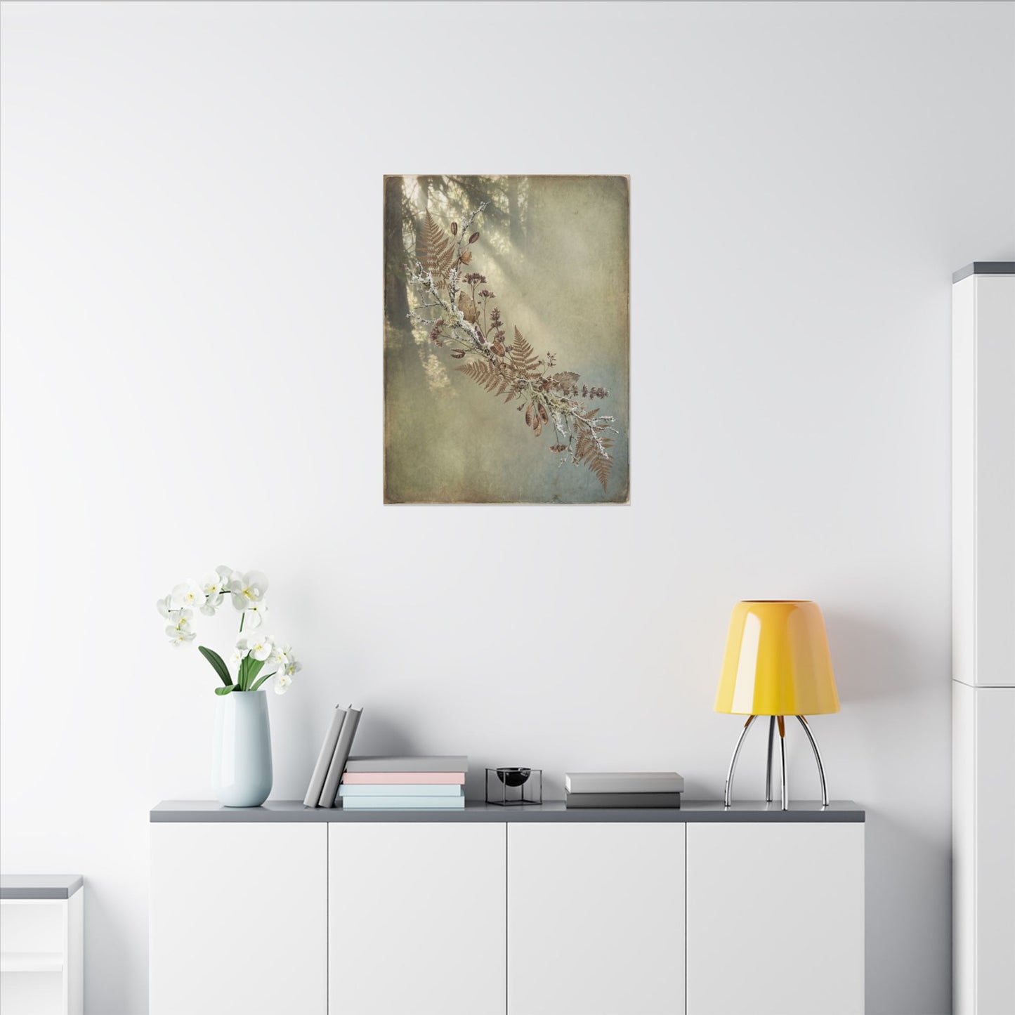 Winter Dried Flowers Forest Whimsy Canvas Art | Earthy Decor