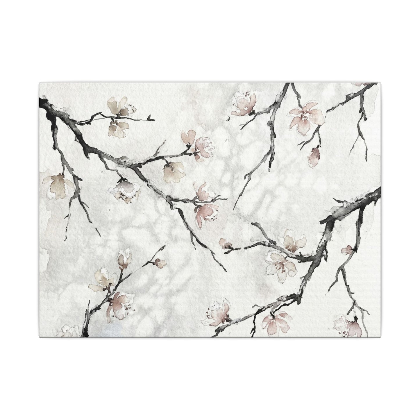 Cherry Blossom Canvas Art | Winter Japandi Watercolor Art Art Print