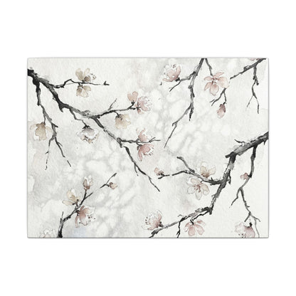 Cherry Blossom Canvas Art | Winter Japandi Watercolor Art Art Print