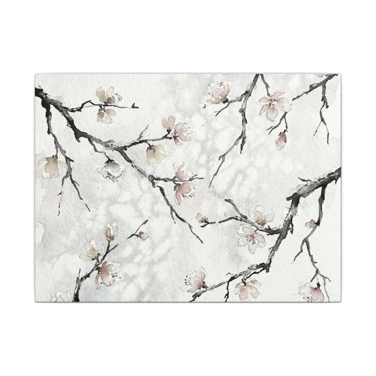 Cherry Blossom Canvas Art | Winter Japandi Watercolor Art Art Print