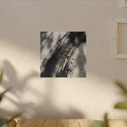 Ink Brushstroke Canvas Art | Spring Dark Japandi Moody Minimal Art