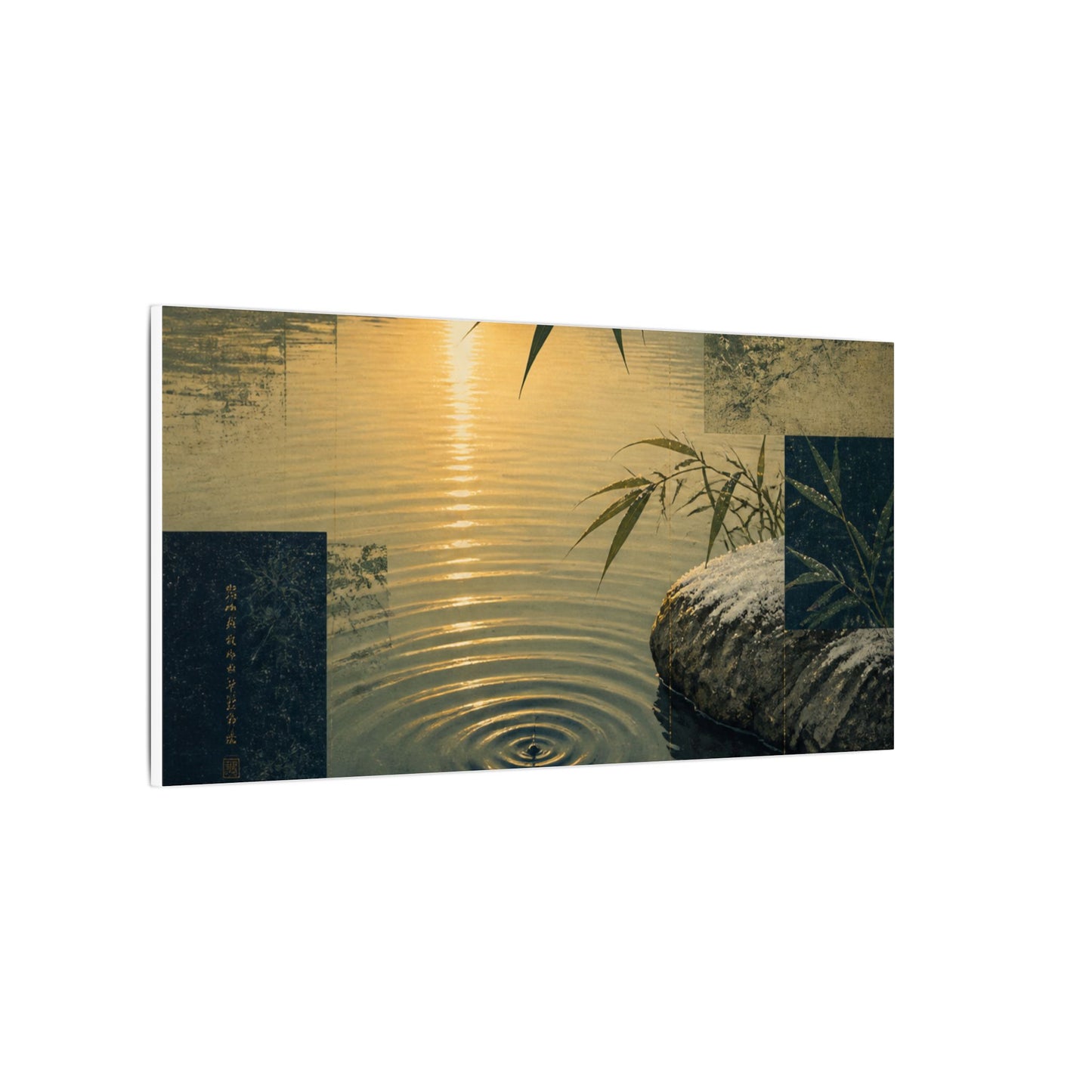 Zen Water Ripple in Golden Hour | Ukiyo E Inspired Canvas Art