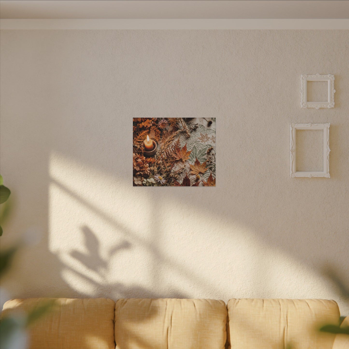 Candlelight Dried Flowers Canvas Art - Japandi Seijaku