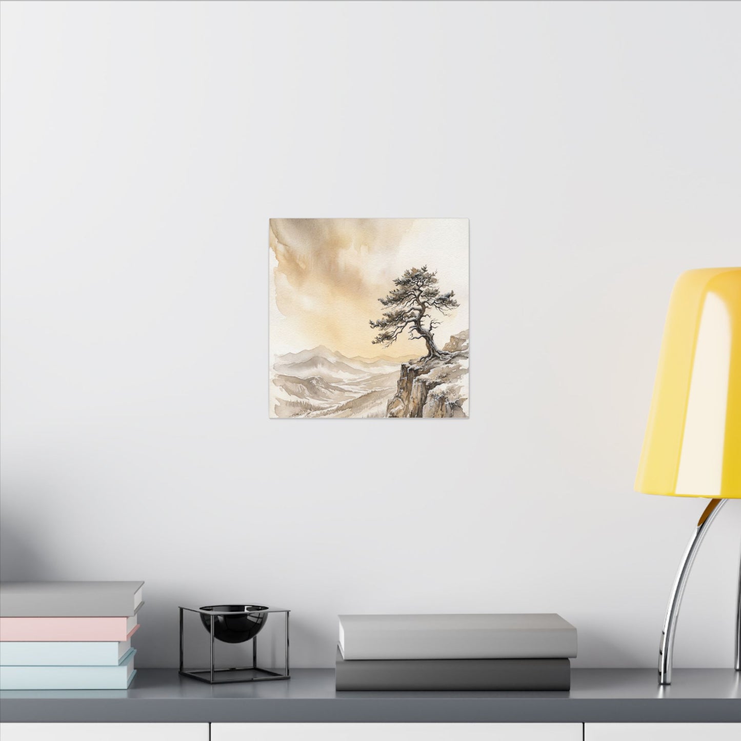 Pine Tree Canvas Art | Winter Japandi Watercolor Art