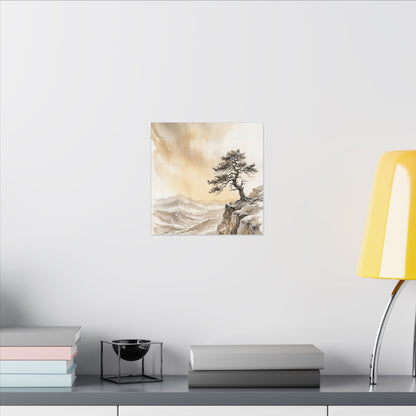 Pine Tree Canvas Art | Winter Japandi Watercolor Art