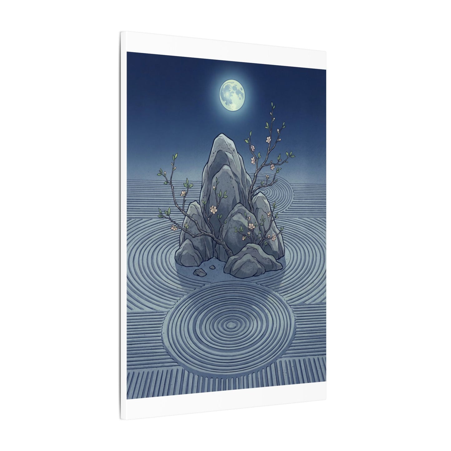 Spring Rock Garden Ukiyo E Inspired Canvas Art | Tranquil Decor