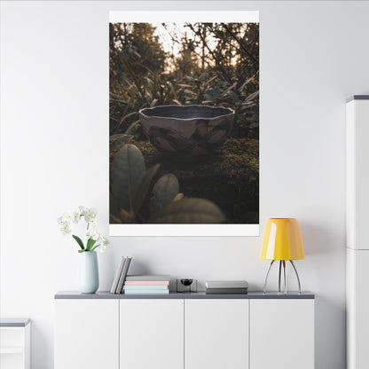 Ceramic Bowl Canvas Art | Summer Dark Japandi Charcoal Ink Art