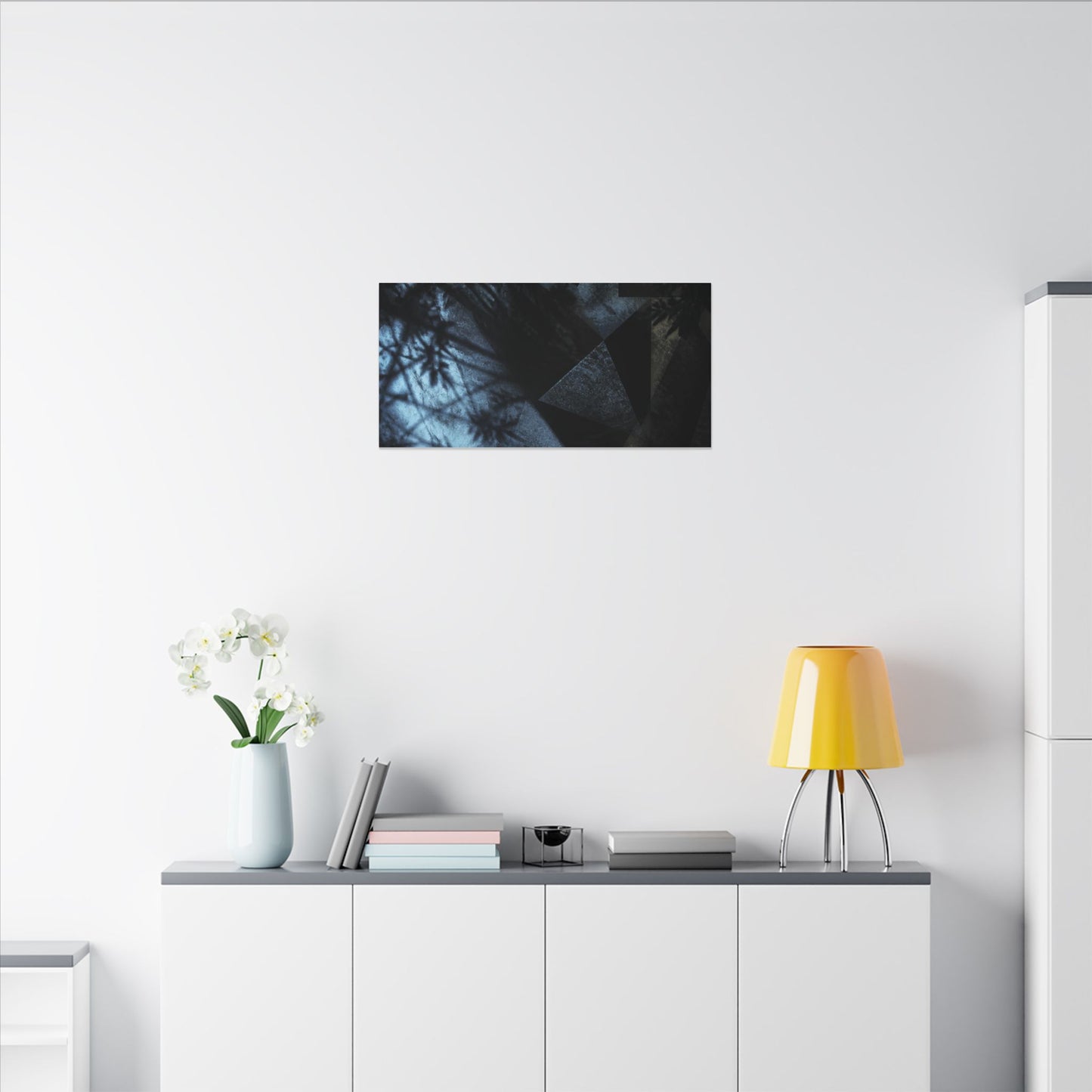 Shadow Play Winter Canvas Art | Dark Japandi Luxurious Design