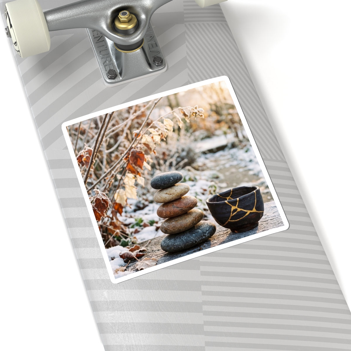 River Stones Winter Sticker | Kintsugi Philosophical Design