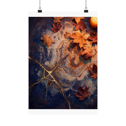 Kintsugi Rust Patina in Candlelight | Gold Vein Wall Art Print Art Print