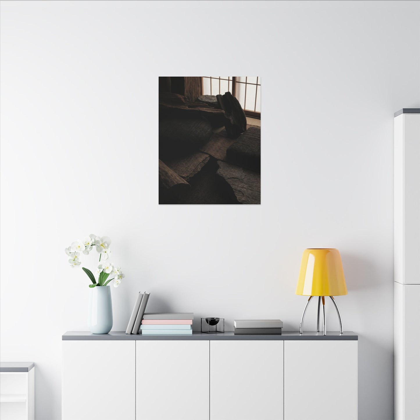 Dark Japandi Shadow Zen Canvas Art