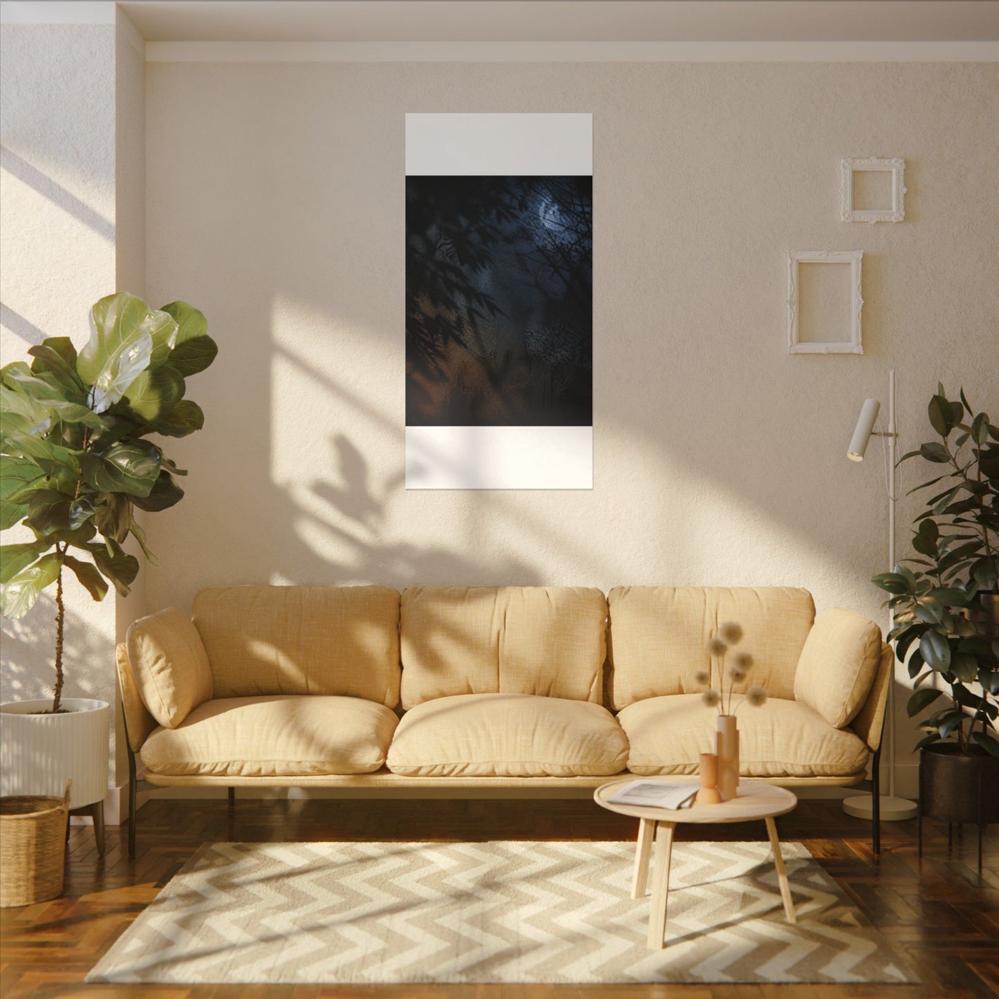 Kanso Shadow Play Canvas Art - Dark Japandi Shadow Zen