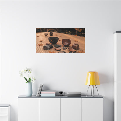 Golden Hour Tea Ceremony Canvas Art - Kintsugi Shibui