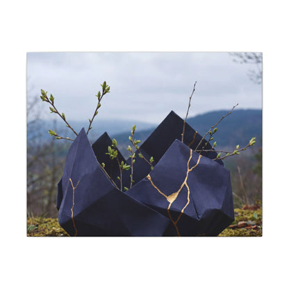 Paper Fold Canvas Art | Spring Kintsugi Gold Repair Art