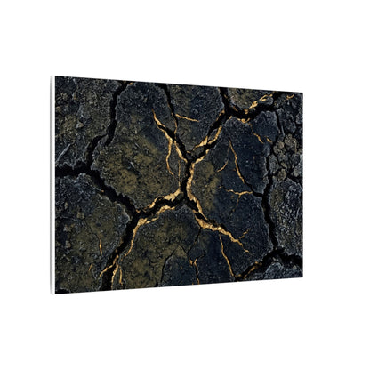 Overcast Cracked Earth Canvas Art - Dark Japandi Ma