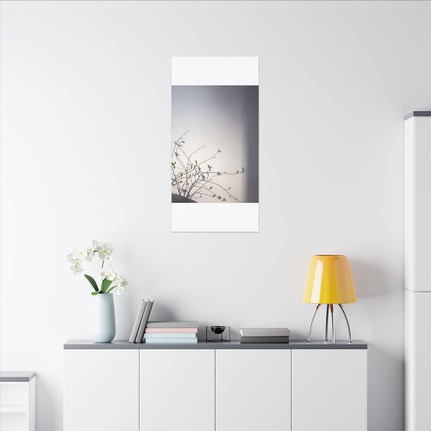 Japandi Shadow Play in Dawn | Japanese Pattern Canvas Art
