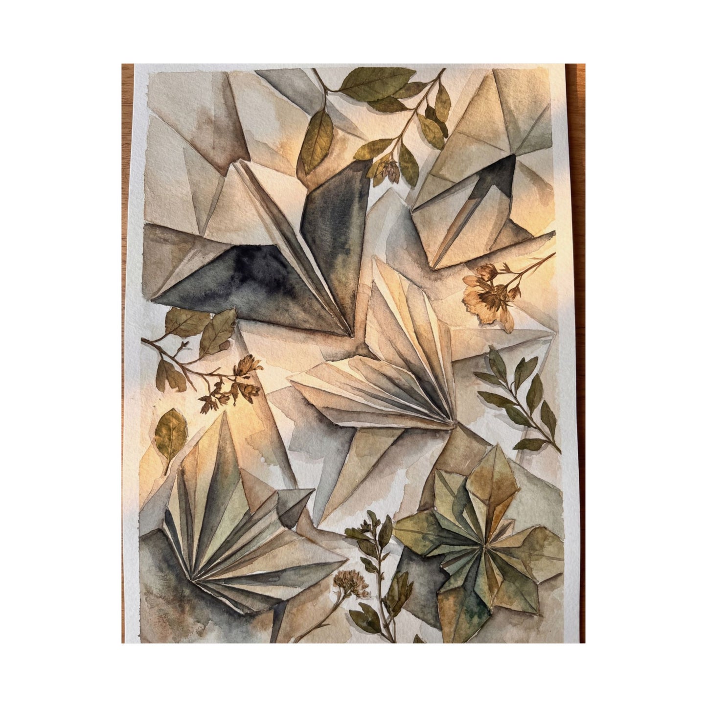 Cozy Paper Fold Wall Art Print - Watercolor Japandi