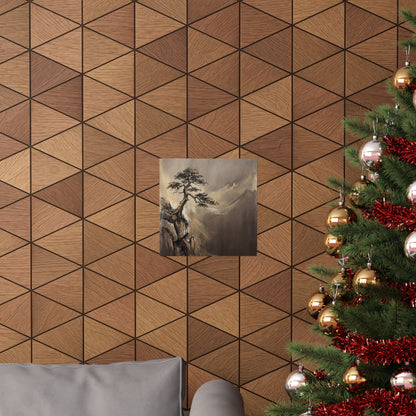 Golden Hour Pine Tree Wall Art Print - Dark Japandi Ma