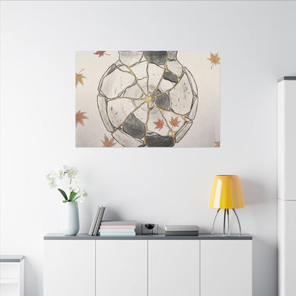 Japandi Broken Pottery in Dawn | Minimal Line Canvas Art