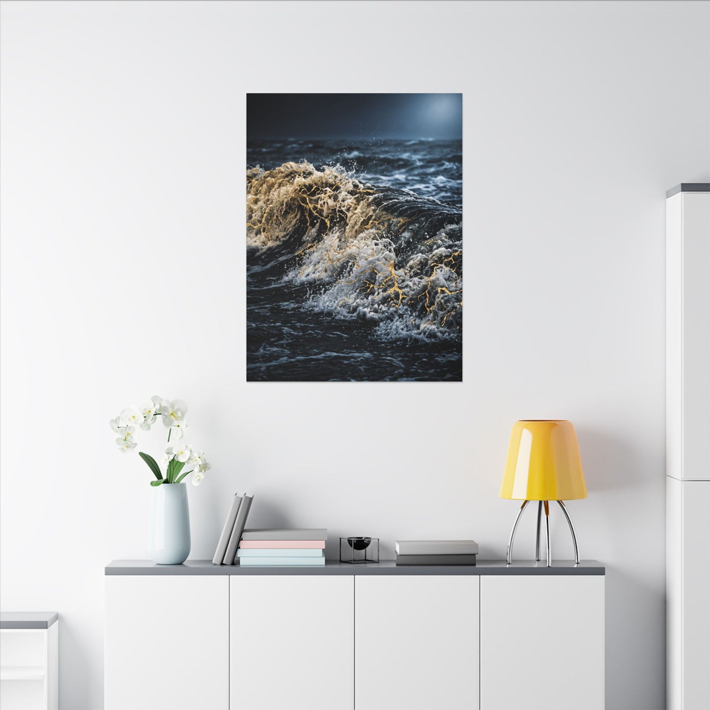 Ocean Wave Winter Canvas Art | Kintsugi Artful Design