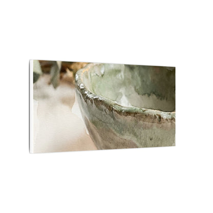 Ceramic Bowl Canvas Art | Summer Japandi Watercolor Art