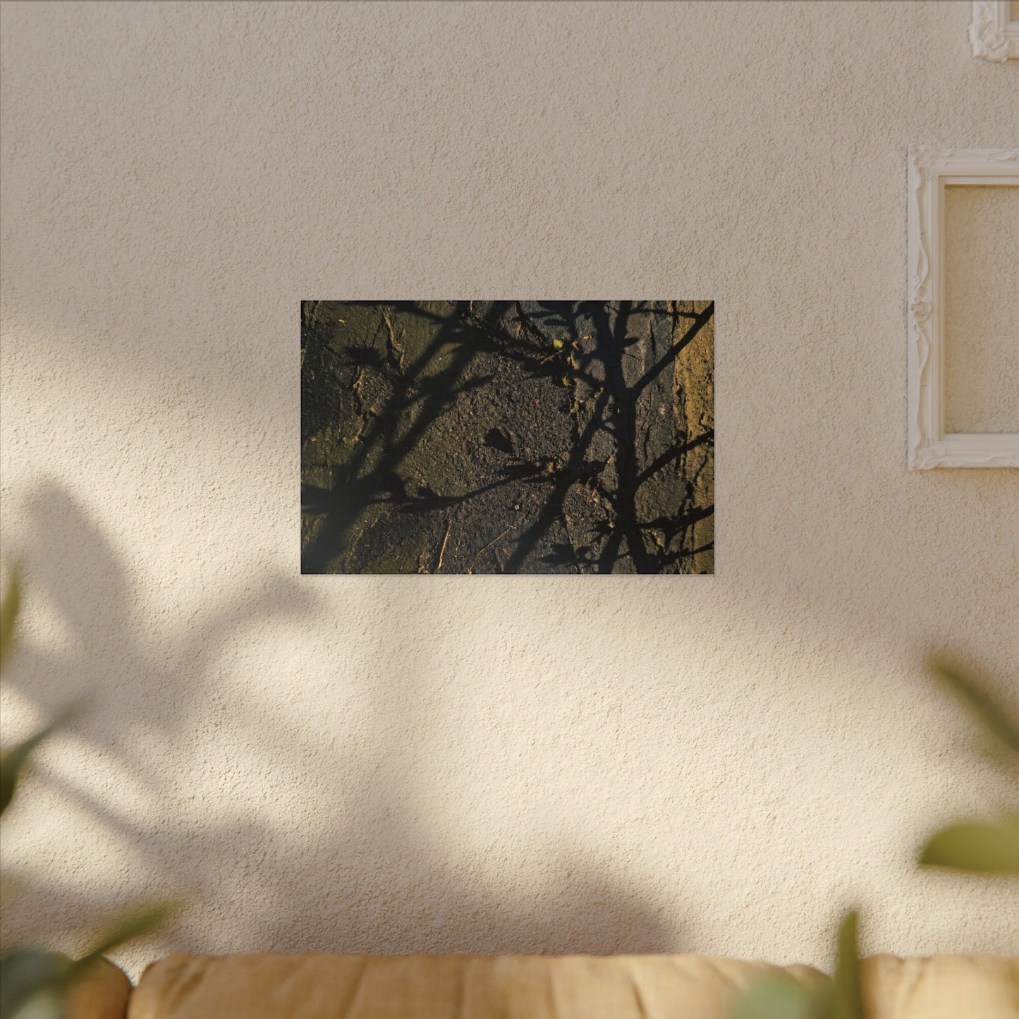 Kanso Shadow Play Canvas Art - Dark Japandi Dark Texture