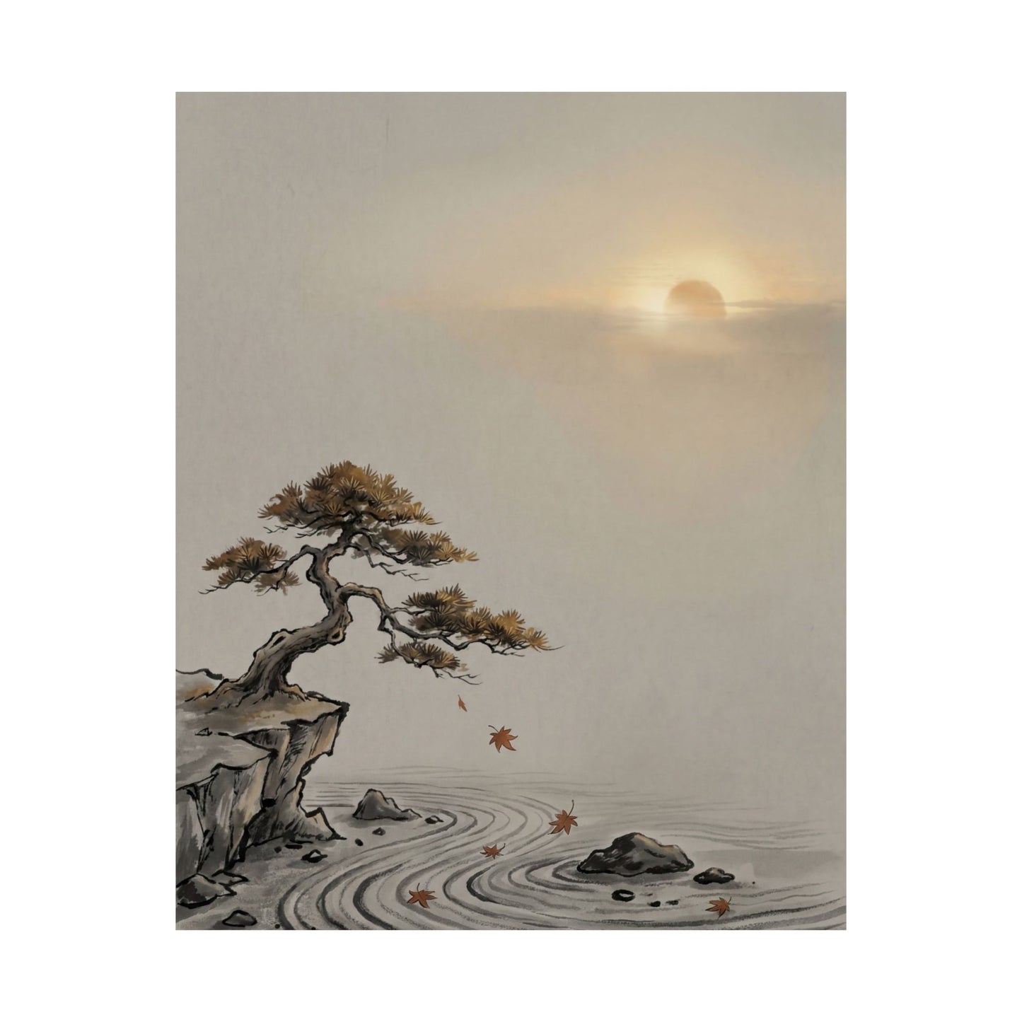 Pine Tree Autumn Wall Art Print | Zen Tranquil Design