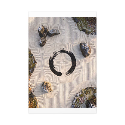 Rock Garden Canvas Art | Winter Zen Enso Art