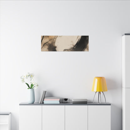Japandi Ink Brushstroke in Golden Hour | Watercolor Canvas Art