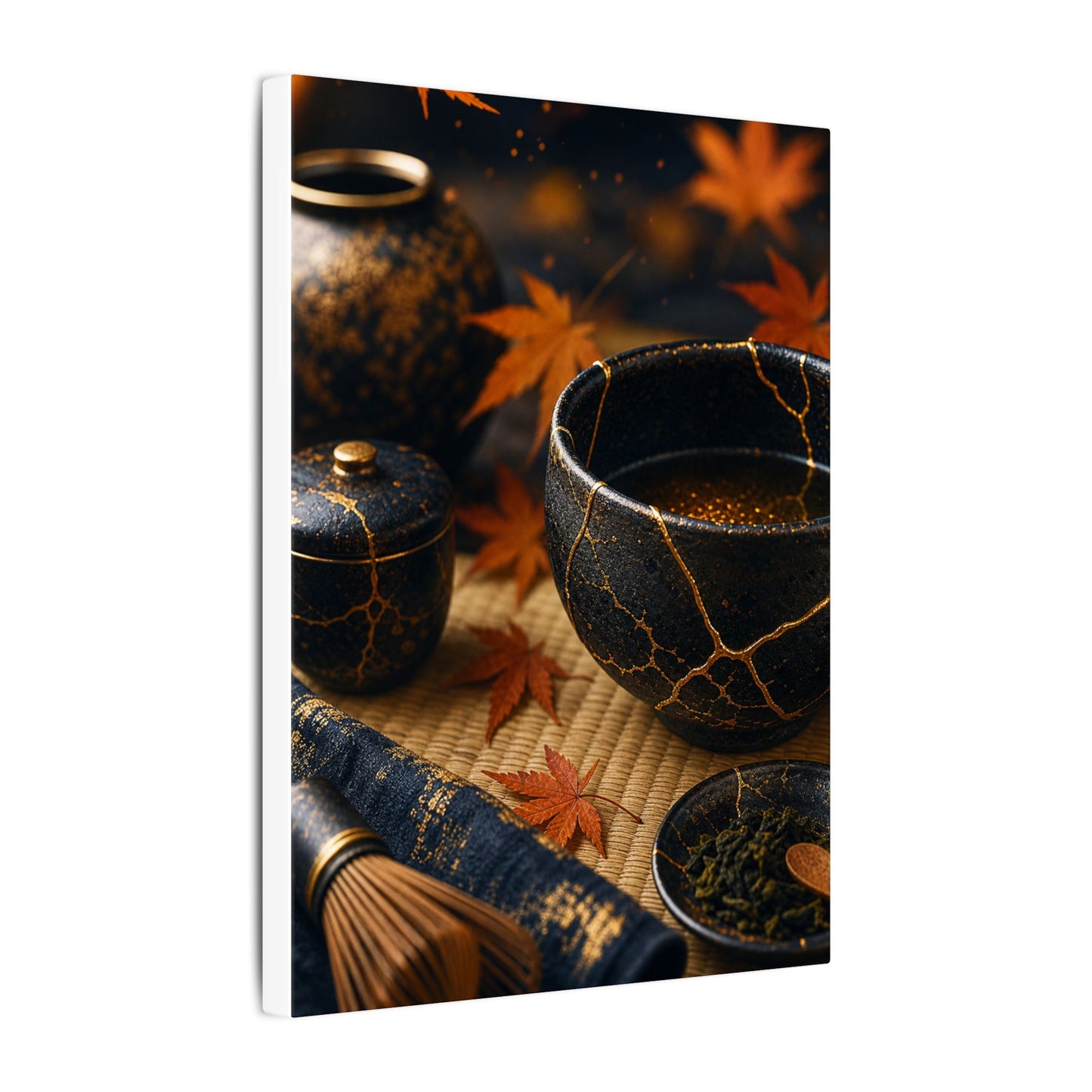 Seijaku Tea Ceremony Canvas Art - Kintsugi Gold Repair
