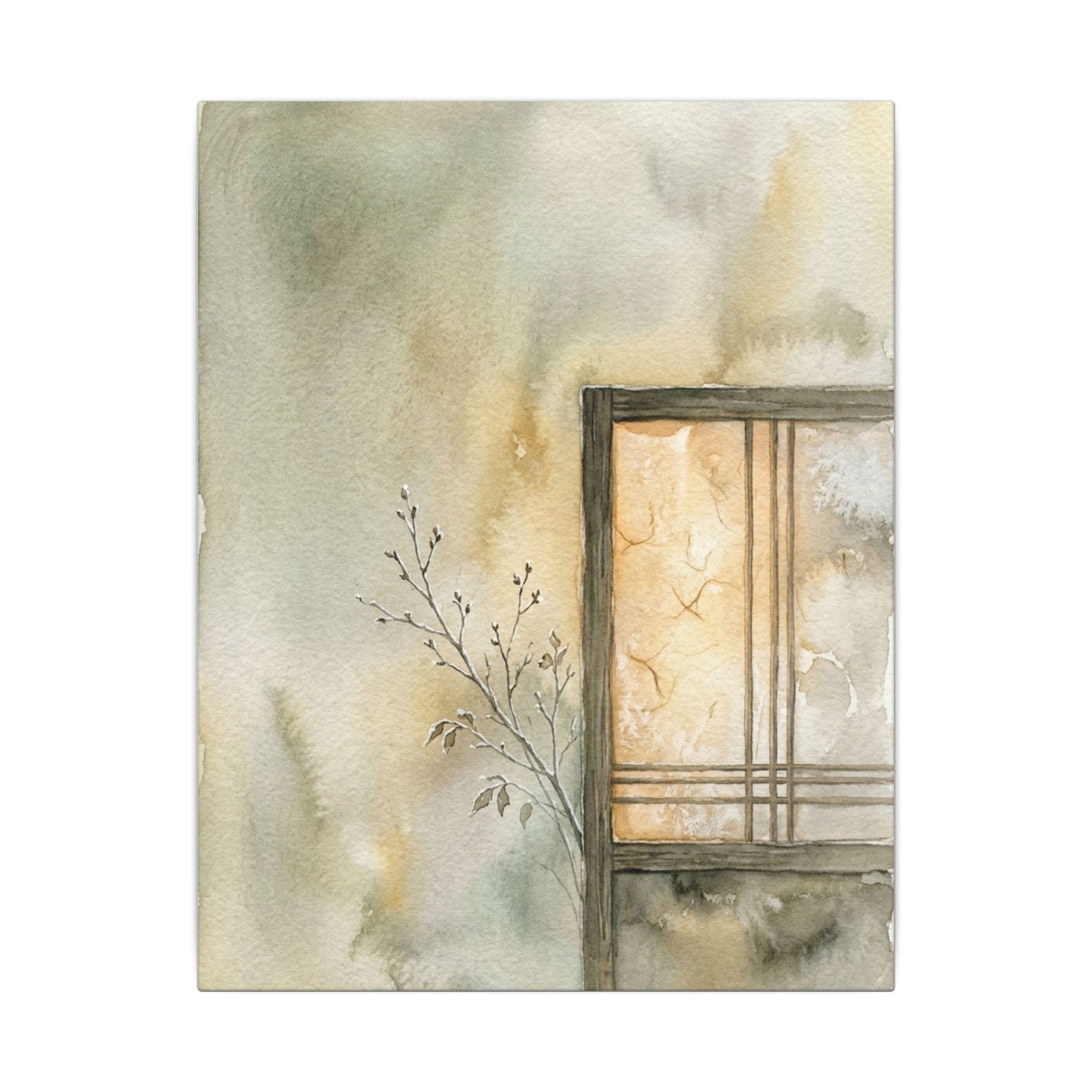 Ma Shoji Screen Canvas Art - Japandi Watercolor