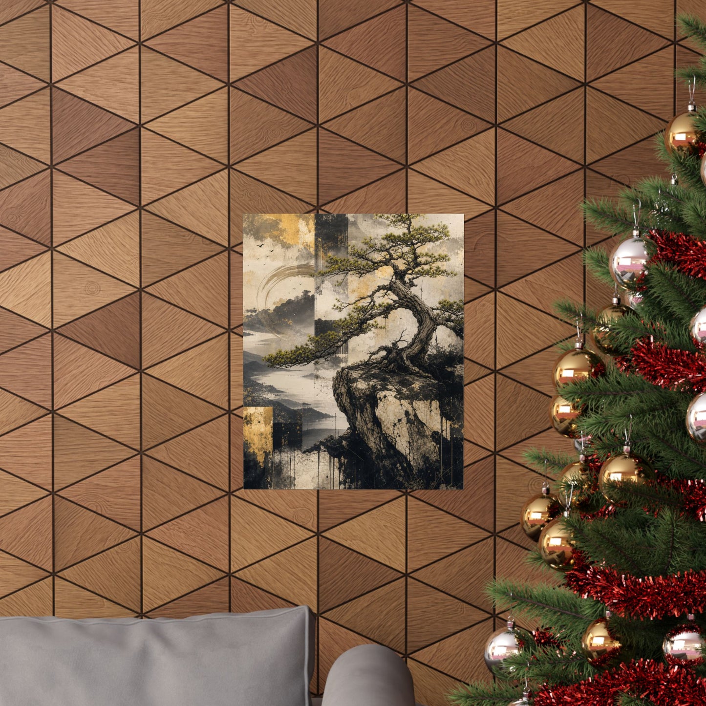 Pine Tree Japanese Pattern Wall Art Print | Cozy Japandi Art