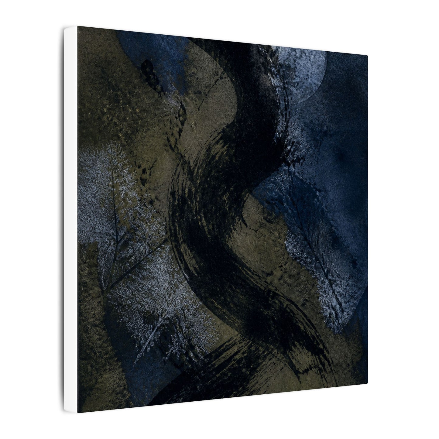 Shibui Ink Brushstroke Canvas Art - Dark Japandi Dark Texture