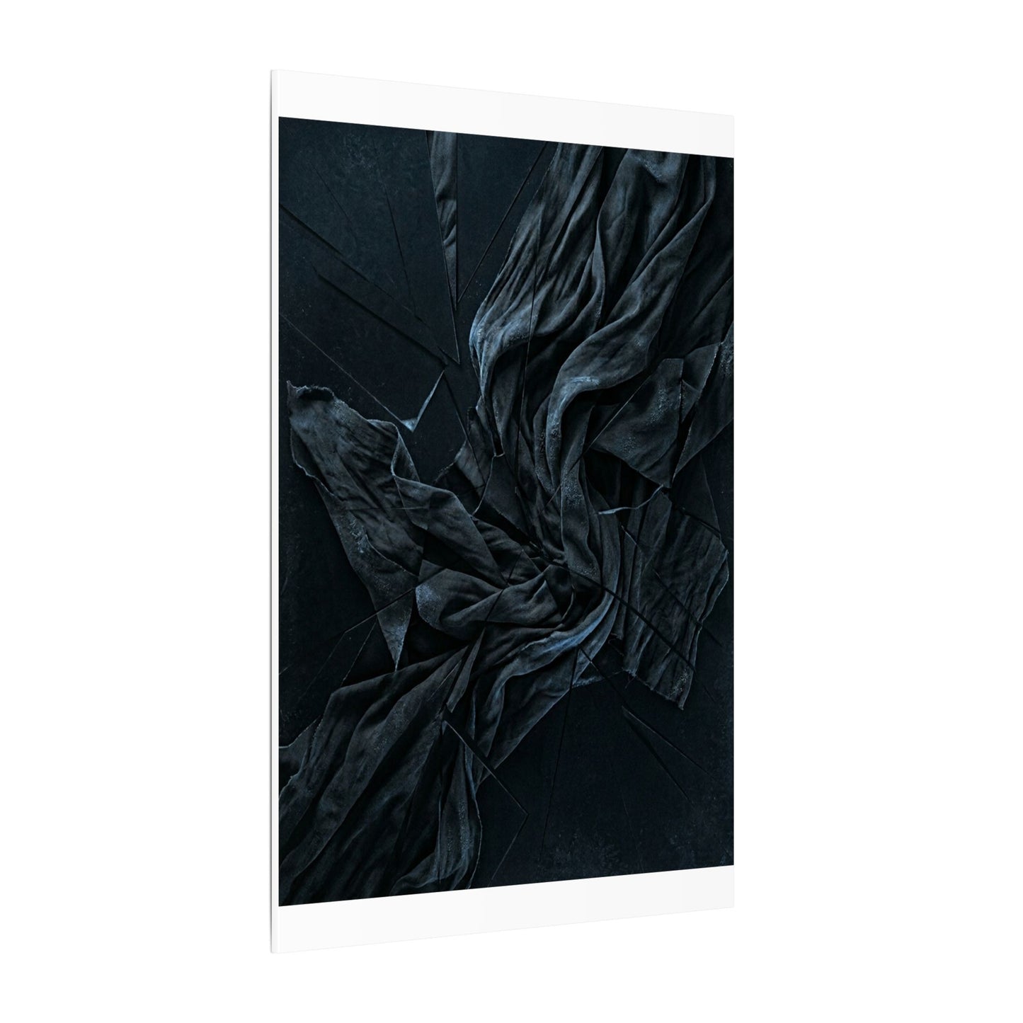 Dark Japandi Silk Drape in Moonlight | Moody Minimal Canvas Art