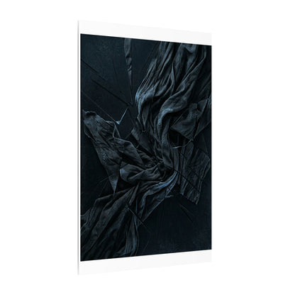 Dark Japandi Silk Drape in Moonlight | Moody Minimal Canvas Art