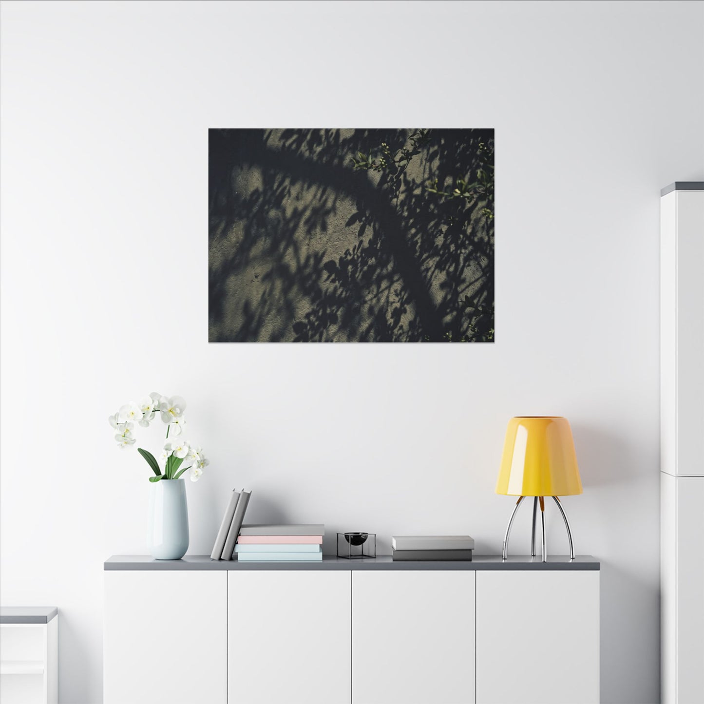 Atmospheric Shadow Play Canvas Art - Moody Minimal Dark Japandi