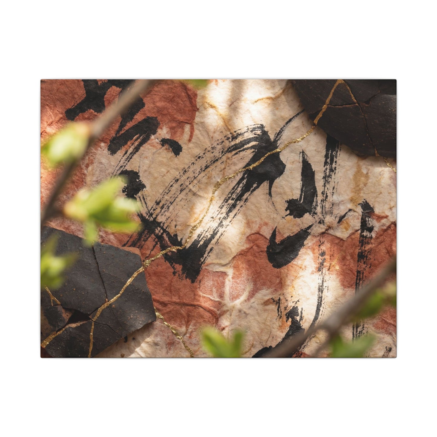 Datsuzoku Ink Brushstroke Canvas Art - Kintsugi Gold Repair Art Print