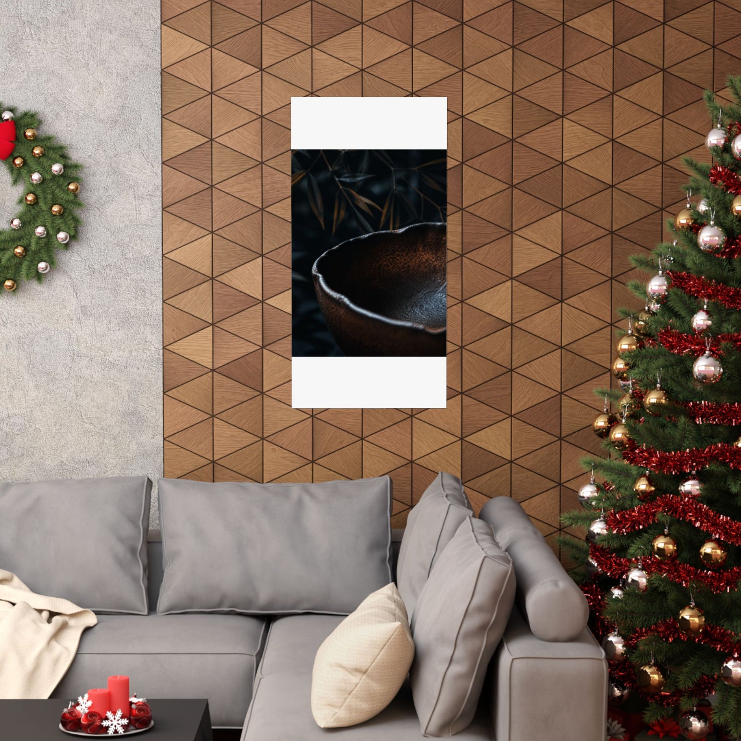 Moonlight Ceramic Bowl Wall Art Print - Dark Japandi Kanso