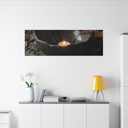 Candlelight Ceramic Bowl Canvas Art - Dark Japandi Kanso