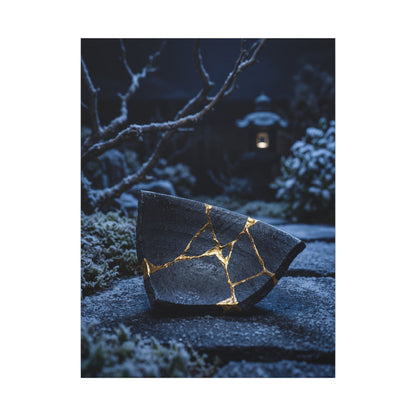Moonlit Garden Winter Canvas Art | Kintsugi Artful Design