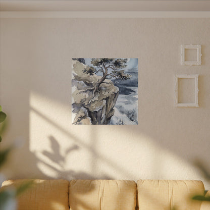 Pine Tree Canvas Art | Winter Japandi Watercolor Art