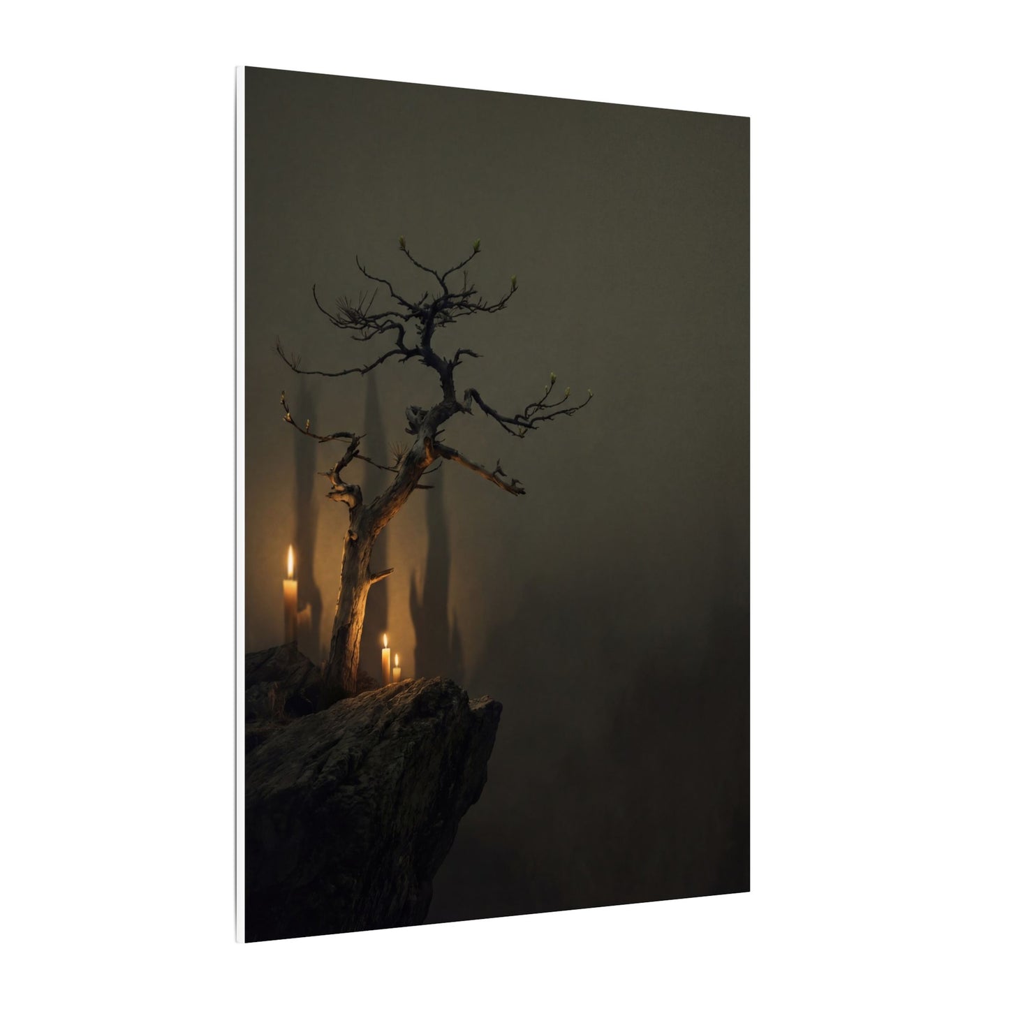 Ma Pine Tree Canvas Art - Dark Japandi Shadow Zen
