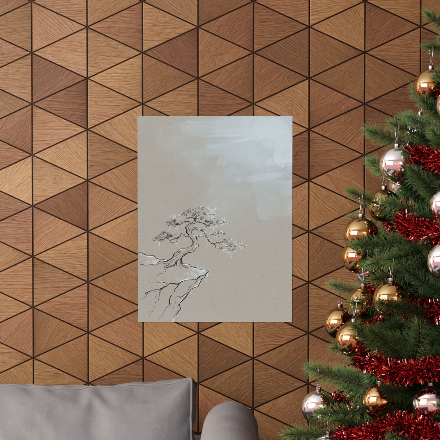 Ma Pine Tree Wall Art Print - Japandi Minimal Line