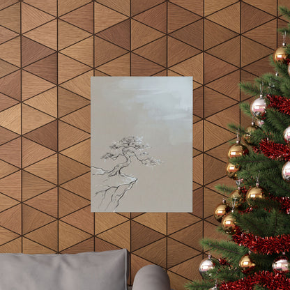 Ma Pine Tree Wall Art Print - Japandi Minimal Line