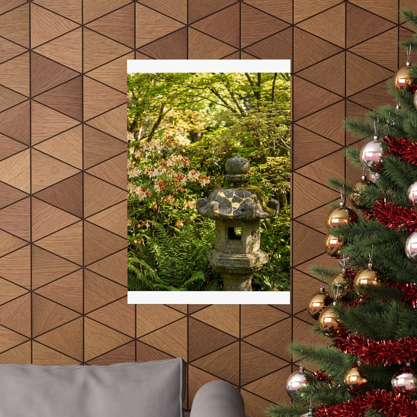 Dappled Stone Lantern Wall Art Print - Kintsugi Shibui