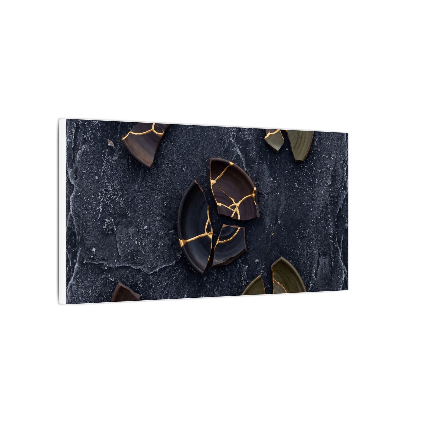 Broken Pottery Canvas Art | Winter Dark Japandi Shadow Zen Art