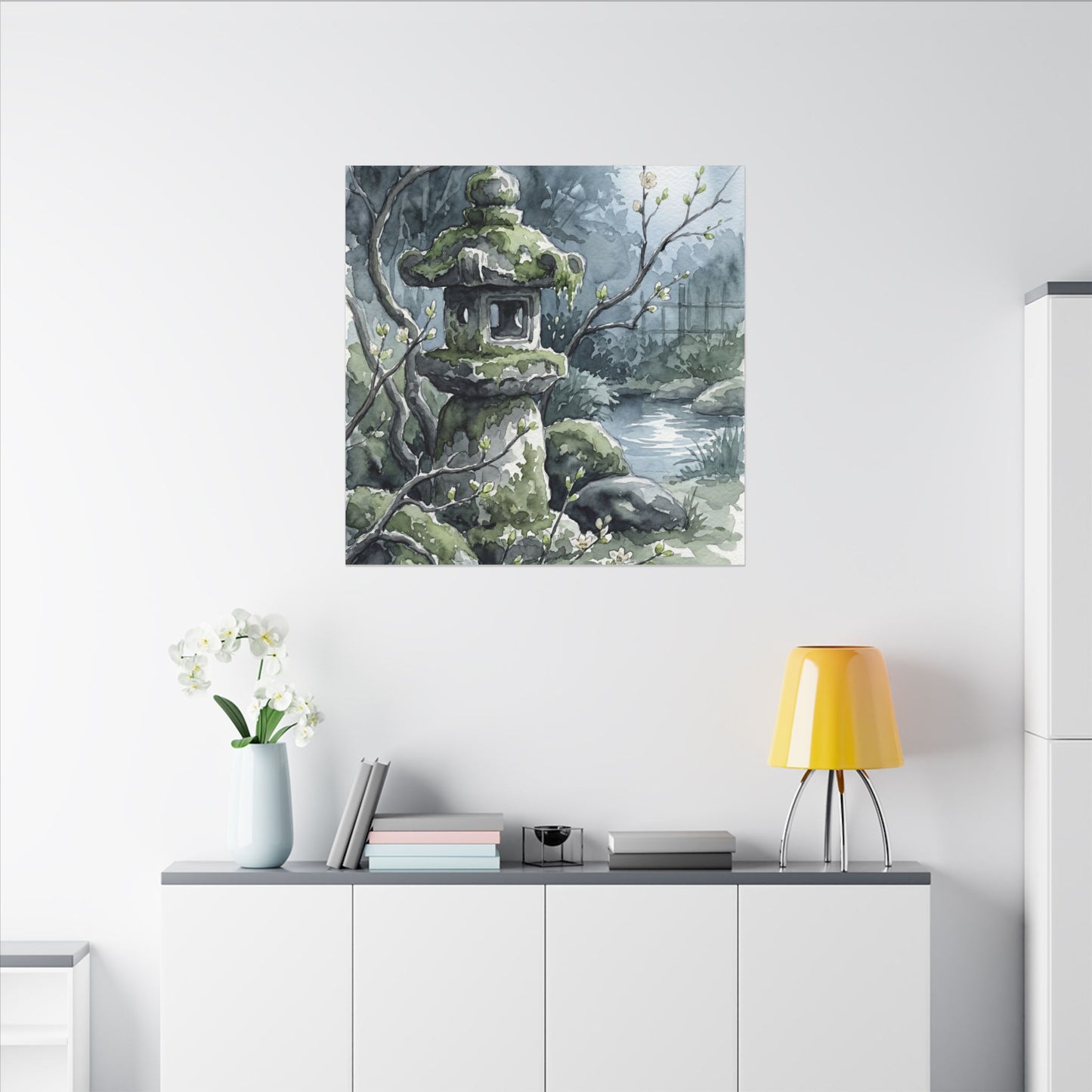 Moonlight Stone Lantern Canvas Art - Japandi Seijaku
