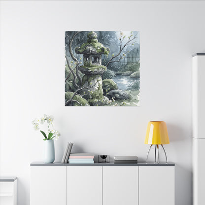Moonlight Stone Lantern Canvas Art - Japandi Seijaku